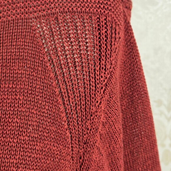 Coldwater Creek Size XL Dark Rust Button Up Cardigan Split Vneck Knit Long Slv - Picture 5 of 14